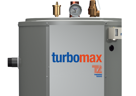Plan de face du chauffe-eau indirect instantané et performant TurboMax de Thermo 2000