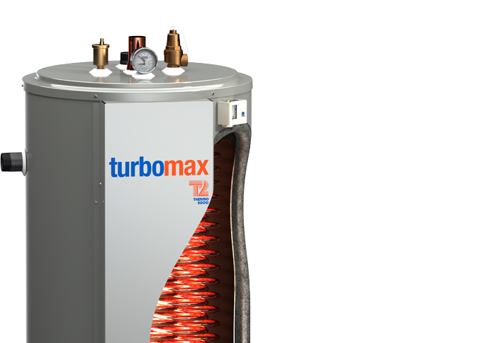 TurboMax's copper coils that heat potable water upon demand for reduced energy consumption