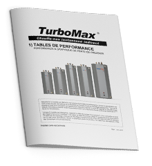 TurboMax chauffe-eau indirect instantané pour résidentiel et commercial Table de performance français en pdf